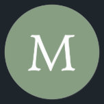 Adesivo Casamento de Monograma Verde de Cor Sólida Simples<br><div class="desc">Simples mas elegante adesivos de casamento de cor sólida com seu monograma inicial,  em uma fonte branca de serifa sobre um fundo verde de jardim. Essa design básica e simples é perfeita para um estilo minimalista. Estes adesivos quic e na moda fazem selos de excelente.</div>