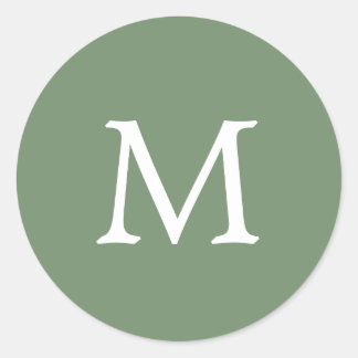 Adesivo Casamento de Monograma Verde de Cor Sólida Simples