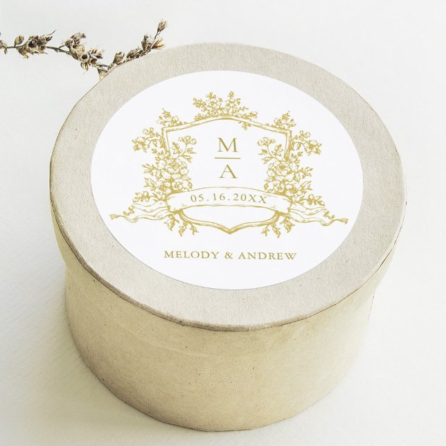 Adesivo Casamento de Monogramas de Festa Floral Dourada El (Criador carregado)