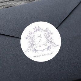 Adesivo Casamento de Monogramas Florais de Lavanda Elegant