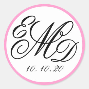 Adesivo Casamento de Monogramas, Rosa Negra