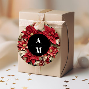 Adesivo Casamento de Natal Floral Rustic Black Poinsettia