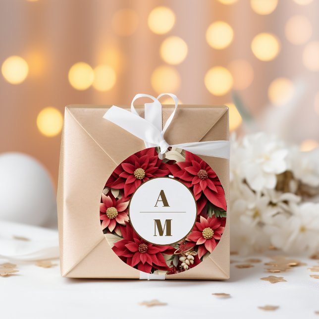 Adesivo Casamento de Natal Floral Rustic Pine Poinsettia (Criador carregado)