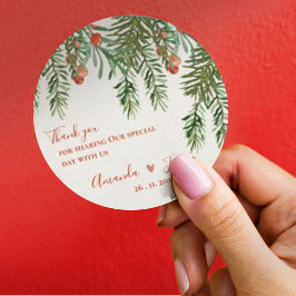 Adesivo Casamento de Natal Rustic Green Deixa Berries Verm