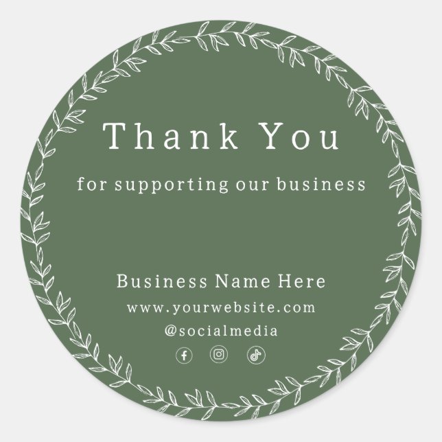 Adesivo Casamento de Negócios Quimétricos Dark Sage Green (Frente)