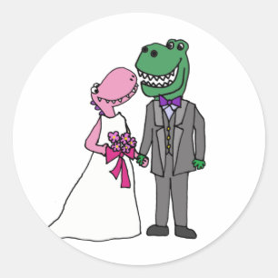 Adesivo Casamento de Noiva e Noivo Dinossauro T-rex Engraç