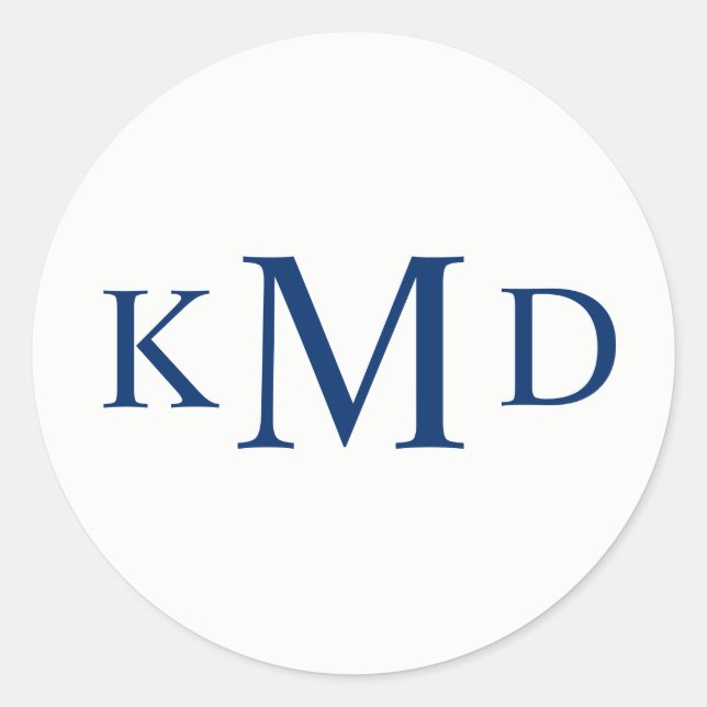 Adesivo Casamento de noivos de marinho branco com monogram (Frente)