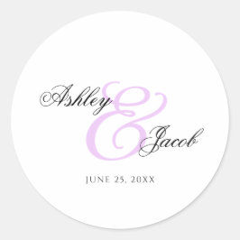 Adesivo Casamento de Nome Personalizado Roxo Claro Elegant