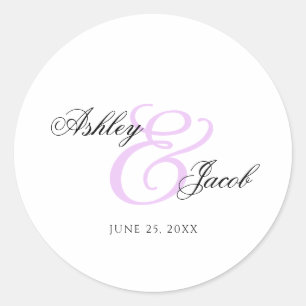 Adesivo Casamento de Nome Personalizado Roxo Claro Elegant