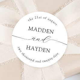 Adesivo Casamento de Nomes Personalizados de Branco Negro 