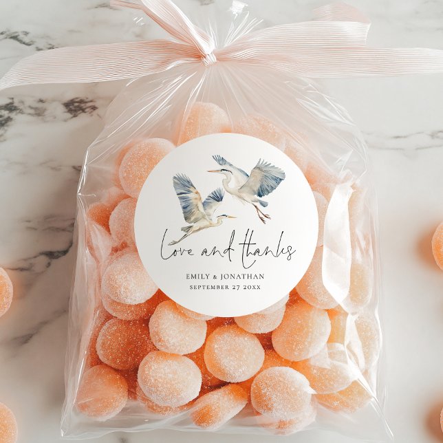 Adesivo Casamento de Obrigados de Amor com Herões Azuis (Criador carregado)