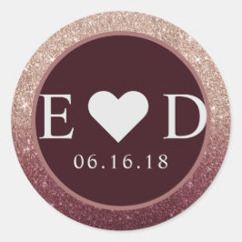 Adesivo Casamento de Ombre Dourado com Glitter Burgundy Mo