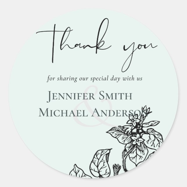 Adesivo Casamento de Orçamento de Folha de Jardim Botânico (Frente)