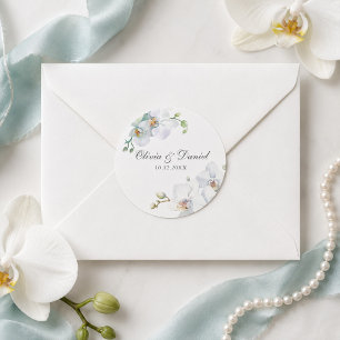 Adesivo Casamento de Orquídea Branca Moderna e Elegante