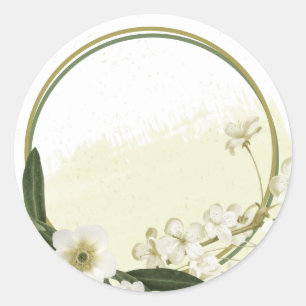 Adesivo casamento de ouro e flores brancas