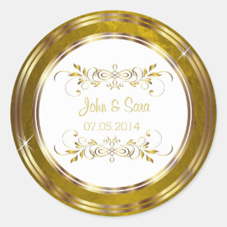 Adesivo Casamento de Outline Belo Folha de Ouro