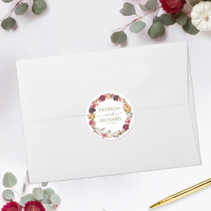 Adesivo Casamento de Outono Burgundy Floral Abóbora Branca