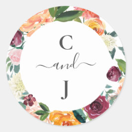 Adesivo Casamento de outono de Monograma Personalizado
