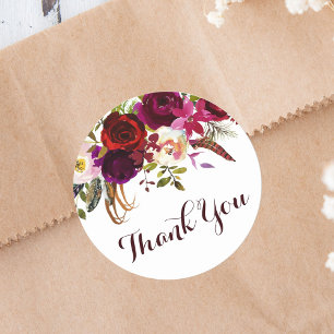 Adesivo Casamento de outono de Watercolor Floral Obrigado