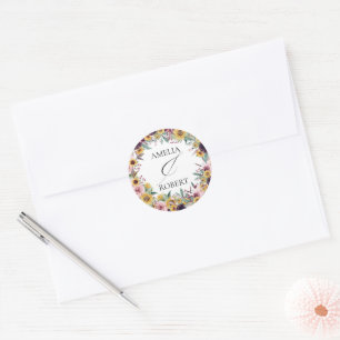 Adesivo Casamento de Outono Floral Rústico Elegante Boho G