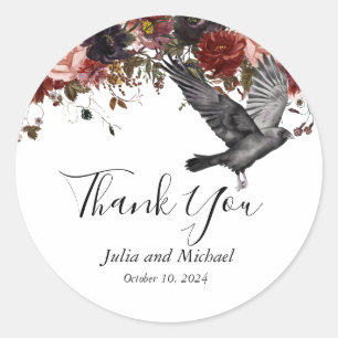 Adesivo Casamento de Outono no Halloween Agradecimento Flo