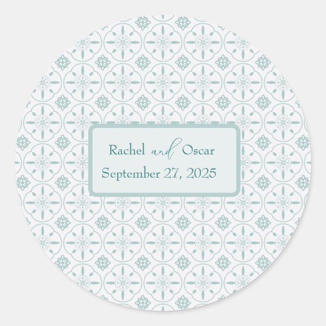 Adesivo Casamento de padrão azul Pastel (Frente)