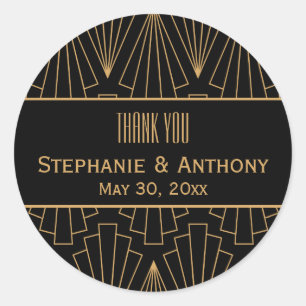 Adesivo Casamento de Padrão de Arte Dourada e Negra