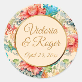 Adesivo Casamento de padrão floral vitoriano Vintage