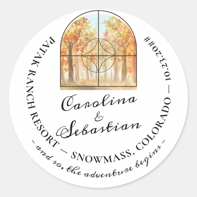 Adesivo Casamento de Paisagem da Floresta Montanha Inicial (Frente)