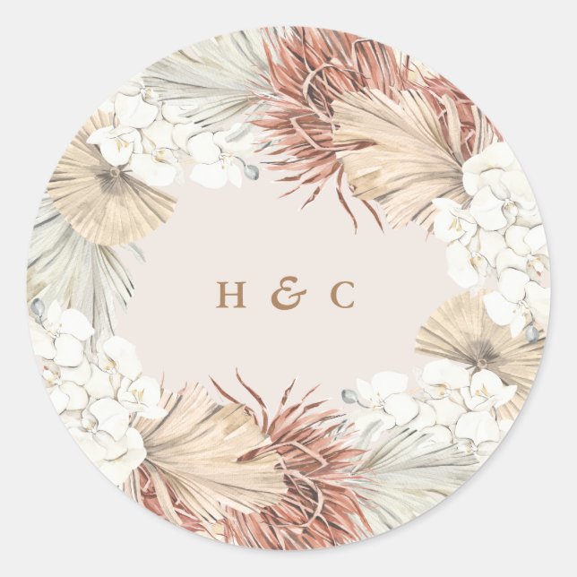 Adesivo Casamento de Pampas Grass Floral Bronze Soft Blush (Frente)