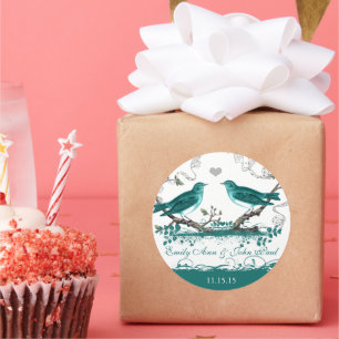 Adesivo Casamento de Pássaros Rústicos Românticos com Mint