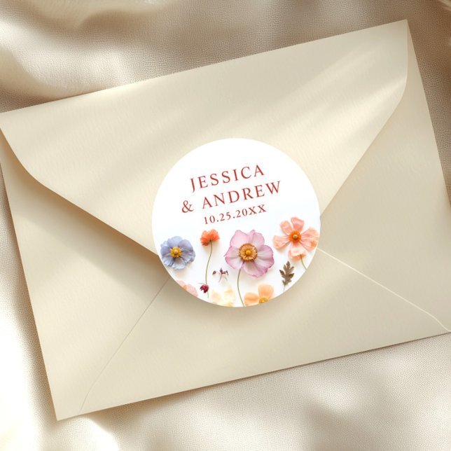 Adesivo Casamento de Pastel Pink Bohemian Wildflower (Criador carregado)