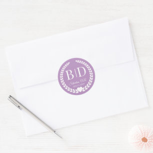 Adesivo Casamento de Pastel Purple Bride e Groom Monograma