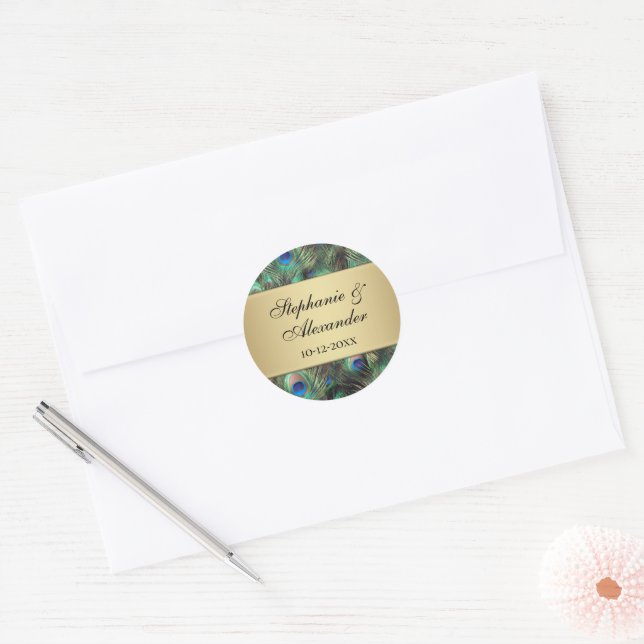 Adesivo Casamento de Penas de ouro (Envelope)