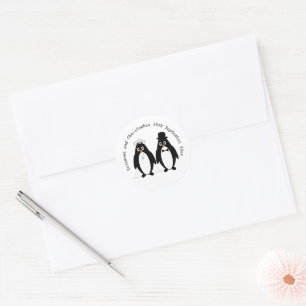 Adesivo Casamento de Pinguins