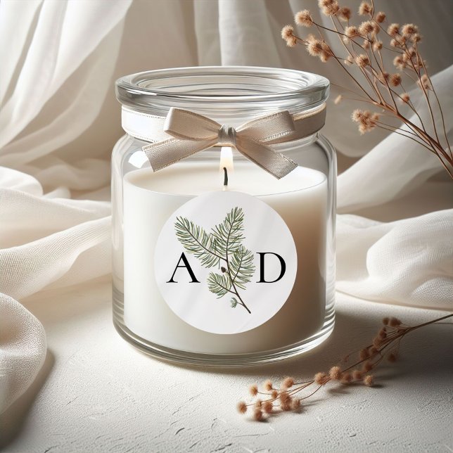 Adesivo Casamento de pinheiro Dourado e verde branco monog (Criador carregado)