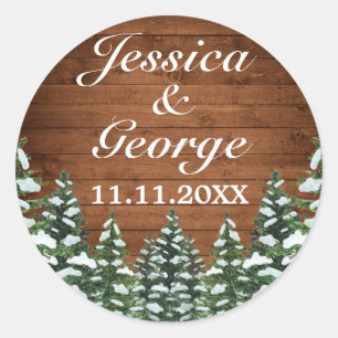 Adesivo Casamento de Pinheiros de Madeira e Floresta Neve