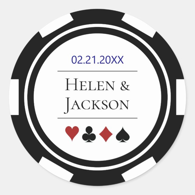 Adesivo Casamento de Poker em Blue Black White Las Vegas (Frente)