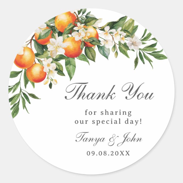 Adesivo Casamento de Pomada de Laranja de Frutas de Citrin (Frente)