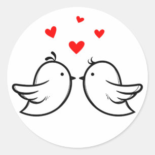 Adesivo Casamento de Pombinhos de Amor Preto e Branco Cora