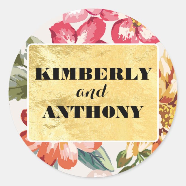 Adesivo casamento de praça tropical floral (Frente)