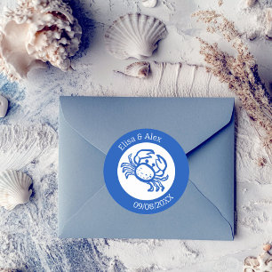 Adesivo Casamento de praia de Seashell Blue White PERSOM