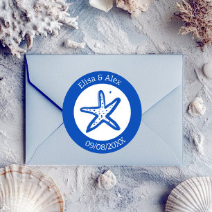 Adesivo Casamento de praia de Seashell Blue White PERSOM