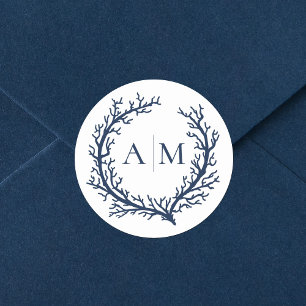 Adesivo Casamento de praia em Monograma Elegante