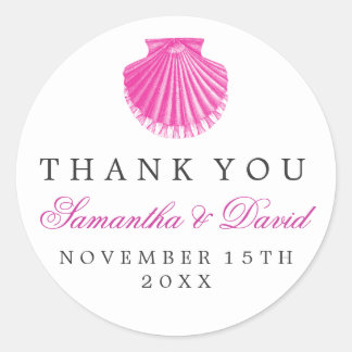 Adesivo Casamento De Praia Obrigado Scallop Shell Pink
