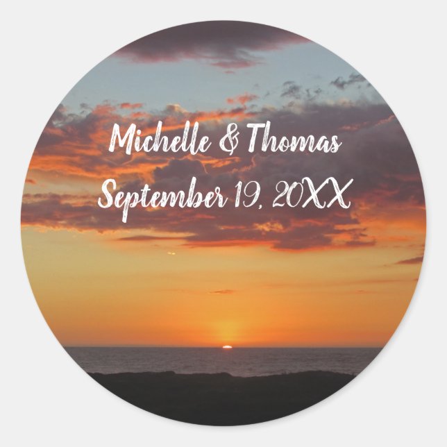 Adesivo Casamento de Praia Orange Noite Sky Ocean Sunset (Frente)