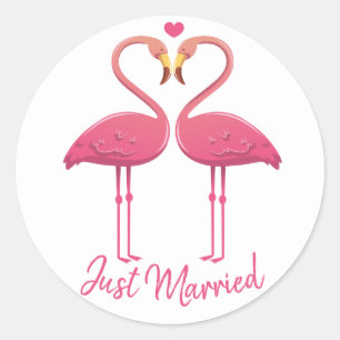 Adesivo Casamento de Praia Tropical de Recem casados Rosa 