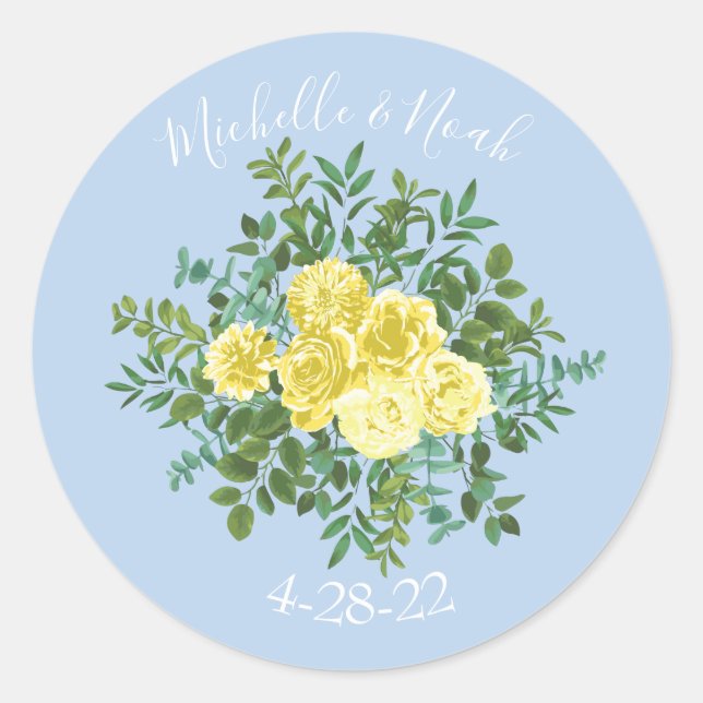 Adesivo Casamento de primavera de Rosa azul-amarelo e clar (Frente)