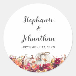 Adesivo Casamento de Pumpkin Floral de Queda Elegante