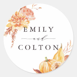 Adesivo Casamento de Pumpkin Floral Dourado Rústico Queda